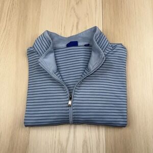 FootJoy Mens Blue Striped Drirelease French Terry Golf 1/4 Zip Pullover Top XL
